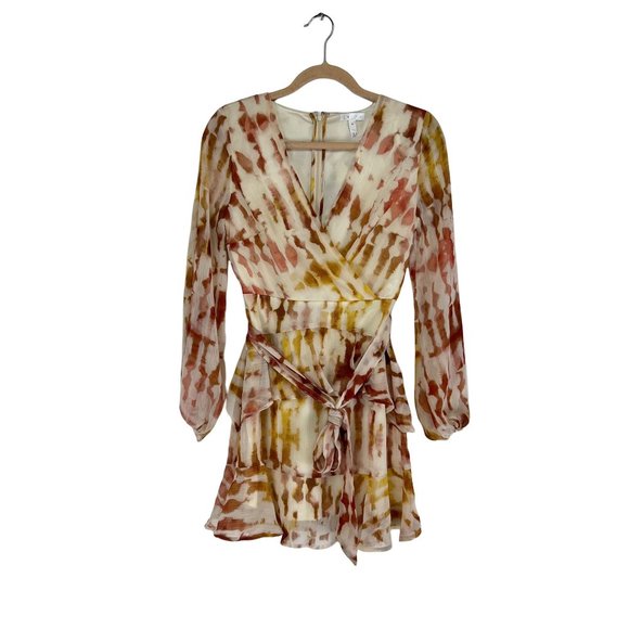 NWT LEITH Tan Faux Wrap Front Mini Dress V-Neck Size XS - Picture 2 of 9